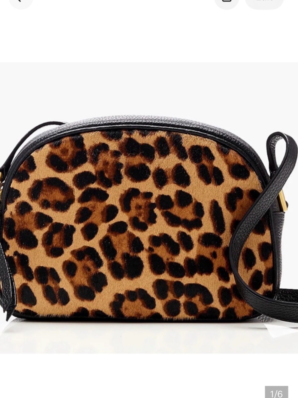 J. Crew Devon Camera Brown and Black Leopard Print Crossbody Bag NWT